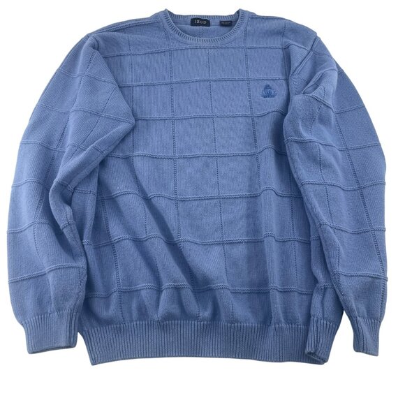 Izod Blue Cotton Men's Sweater XL Crew Neck Pullover - Picture 1 of 4
